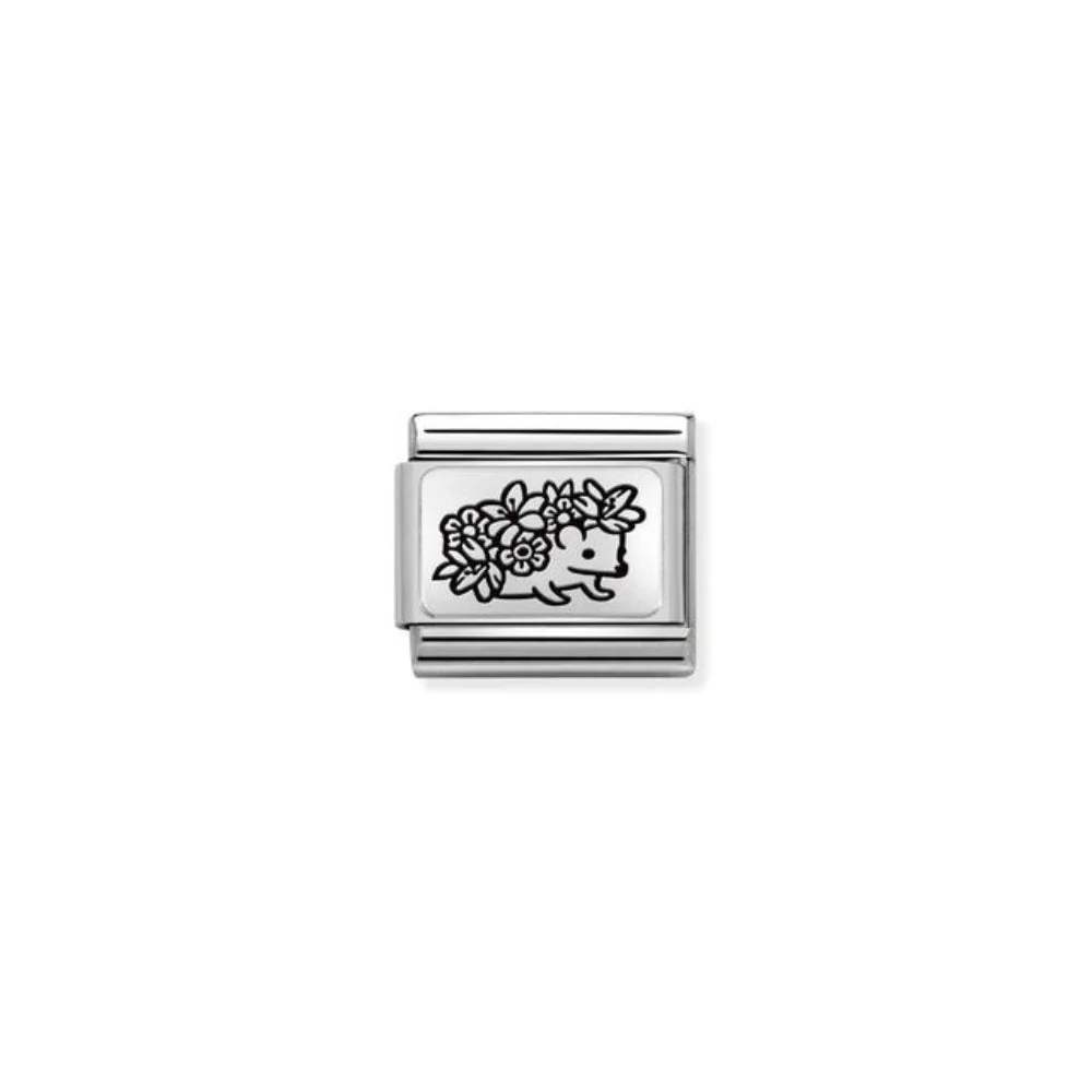 Nomination Classic Sterling Silver Hedgehog with Flowers Charm