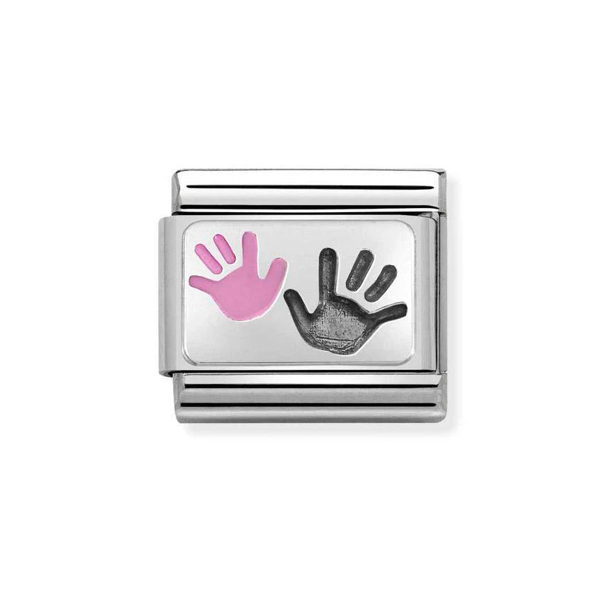 Nomination Classic Silver Hand Parent Pink Daughter Charm