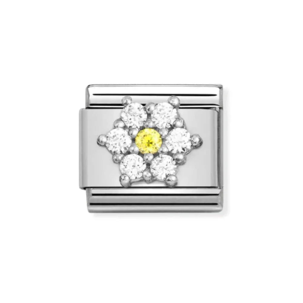 Nomination Silver Flower Coloured CZ Charm
