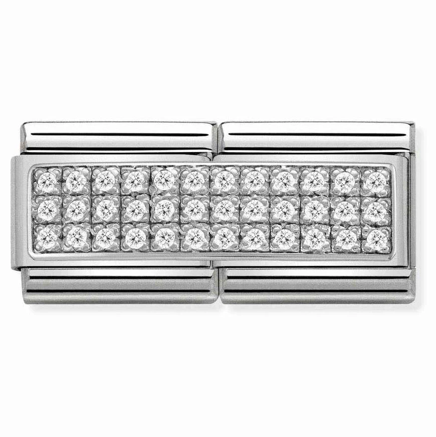 Nomination Classic Double Silver and White Pave Charm