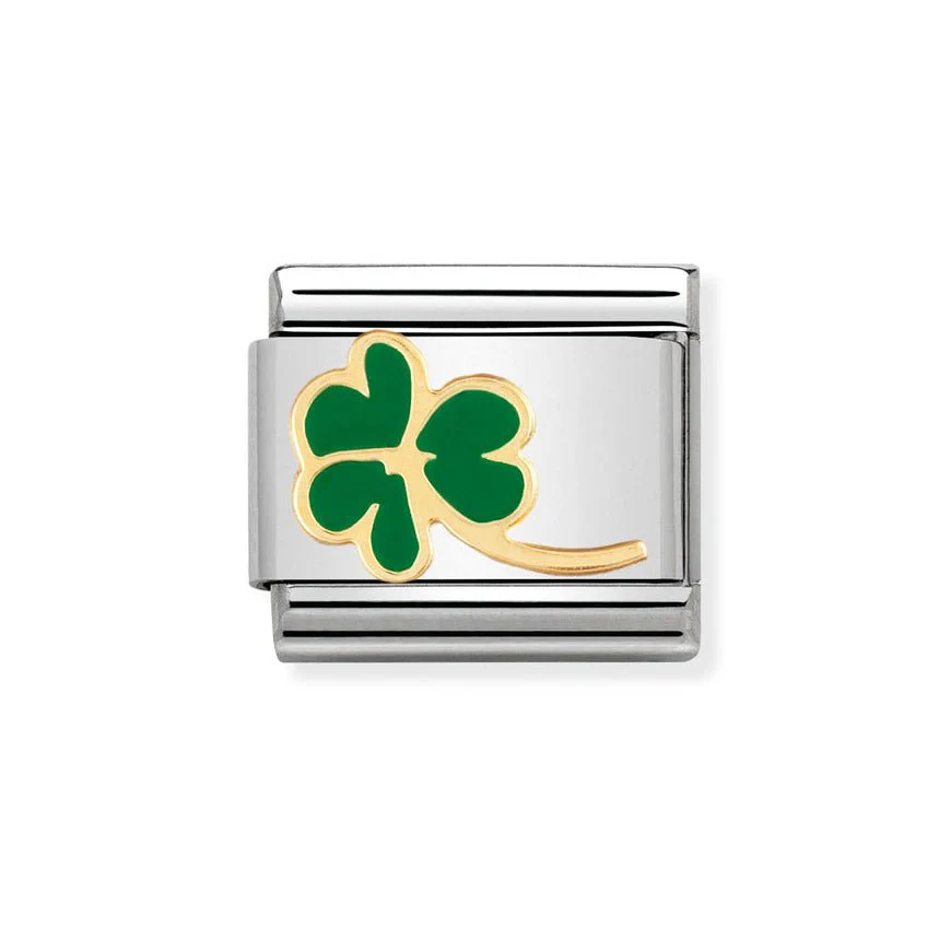 Nomination Gold Classic Clover With Stem Charm