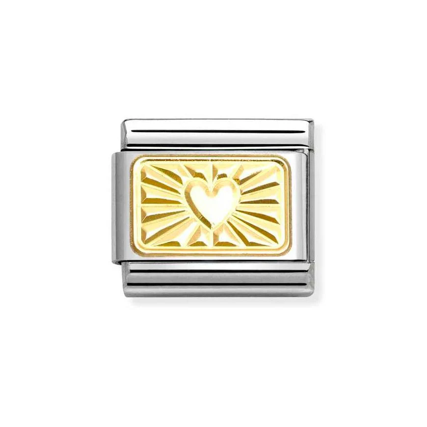 Nomination Classic 18ct Gold Diamond Etched Heart Charm
