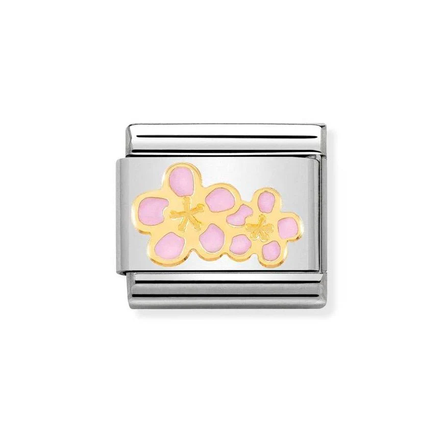 Nomination Gold Classic Peach Flowers Charm