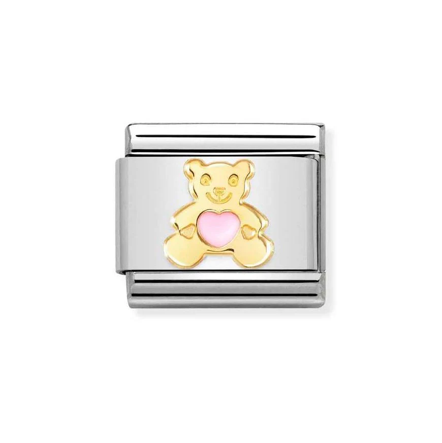 Nomination Gold Classic Pink Heart Bear Charm