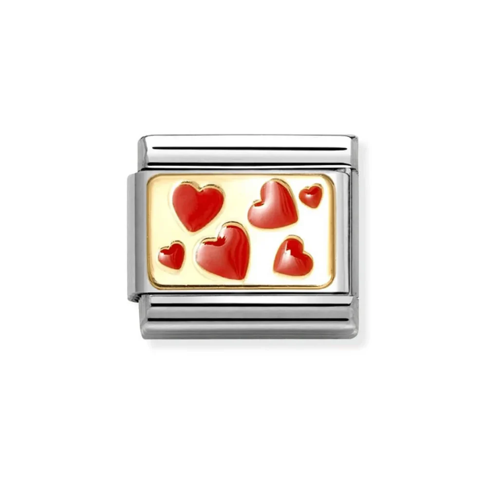 Nomination Gold Classic Red Hearts Charm