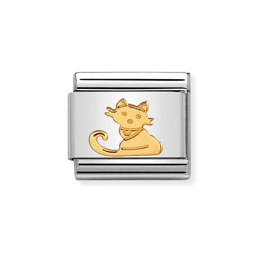 Nomination Classic 18ct Gold Seated Cat Charm