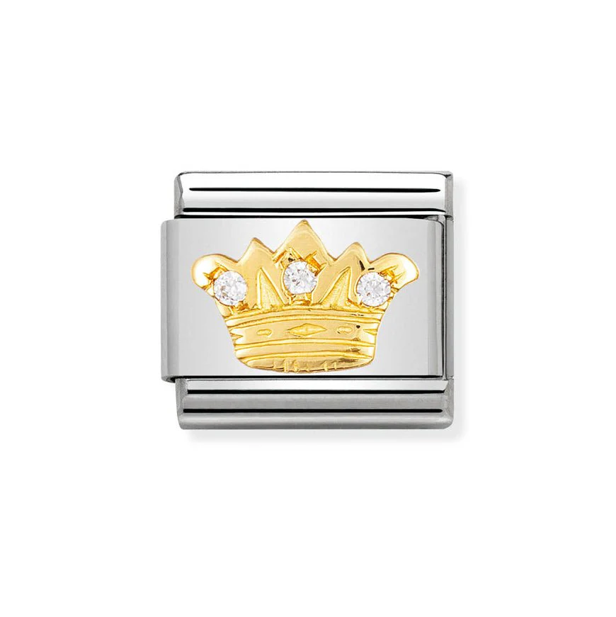 Nomination Gold King Crown CZ Charm