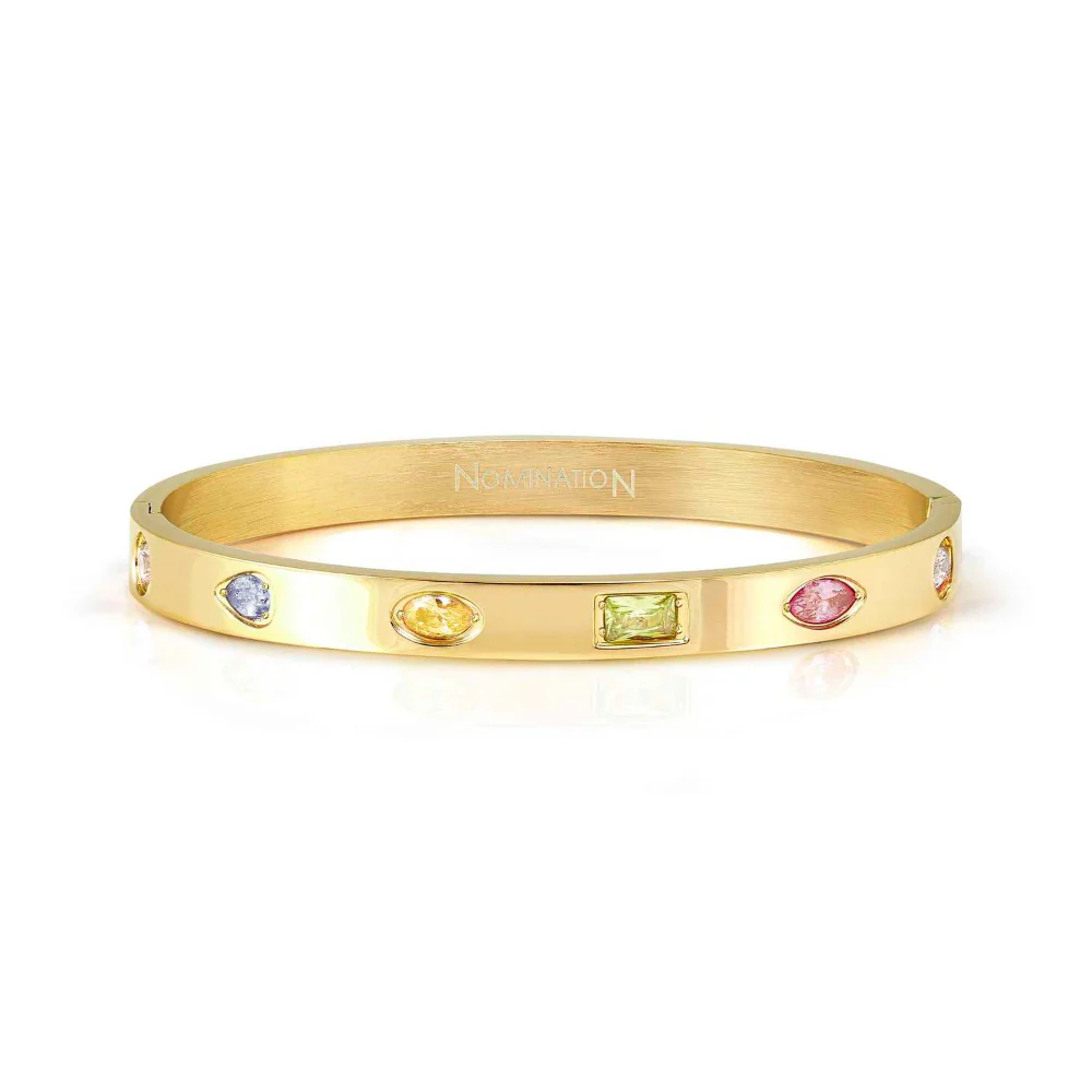 Nomination Gold Pretty Ed Satinshine Mixed CZ Bangle Bracelet