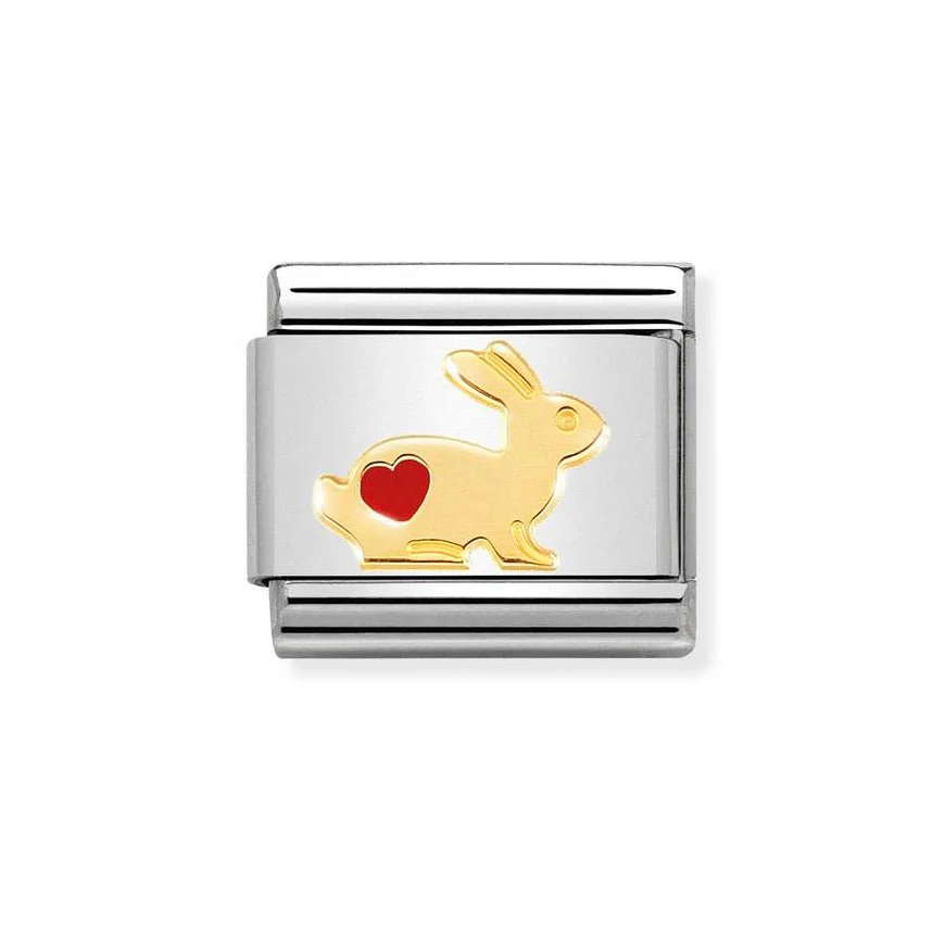 Nomination Gold Rabbit with red heart Charm