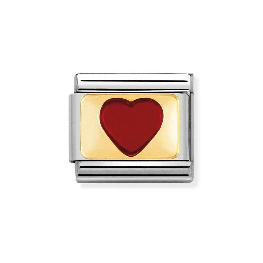 Nomination Classic Gold and Red Heart Charm