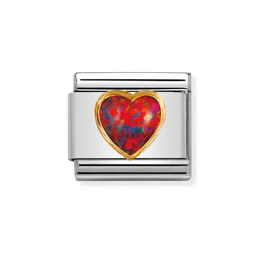 Nomination Gold Red Opal Heart Charm