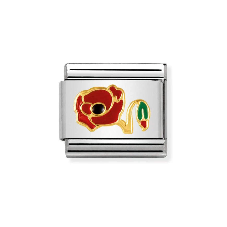 Nomination Classic Red Poppy Gold Charm