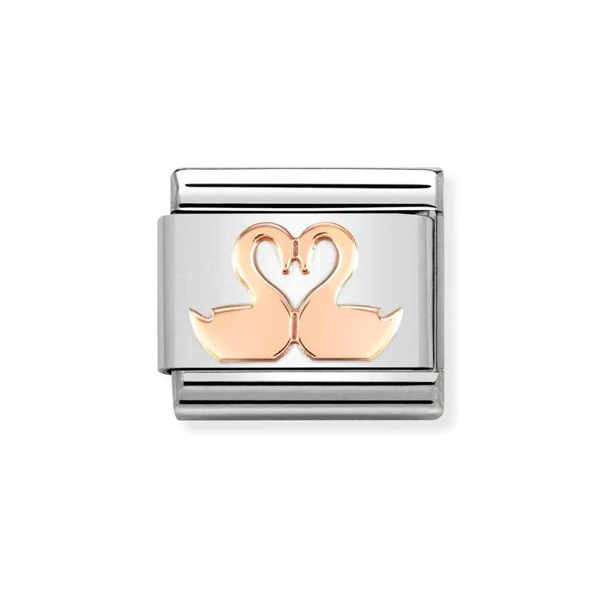 Nomination Classic Rose Gold Double Swans Charm