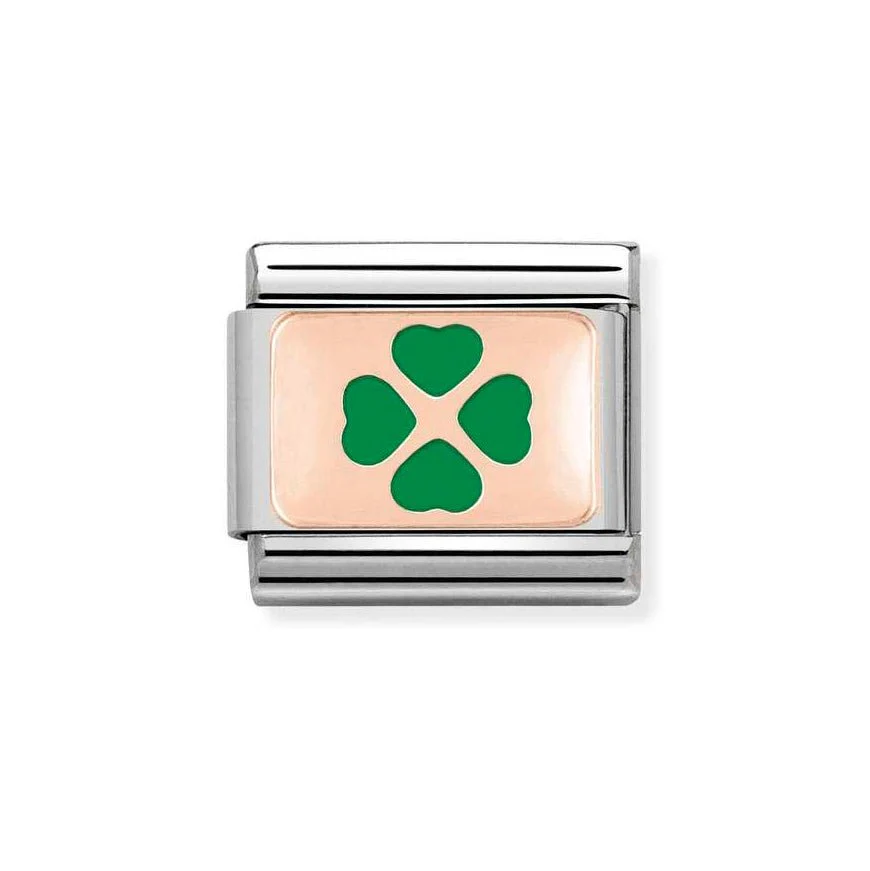 Nomination Rose Gold Classic Green Four-Leaf Heart Clover Charm