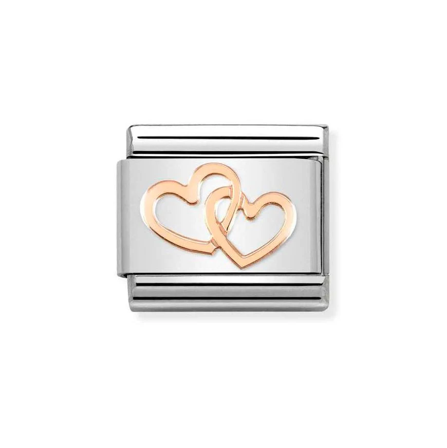 Nomination Classic Rose Gold Intertwined Linked Hearts Charm