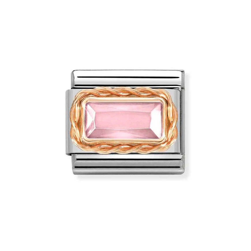 Nomination Rose Gold Classic Pink Baguette Stone Charm