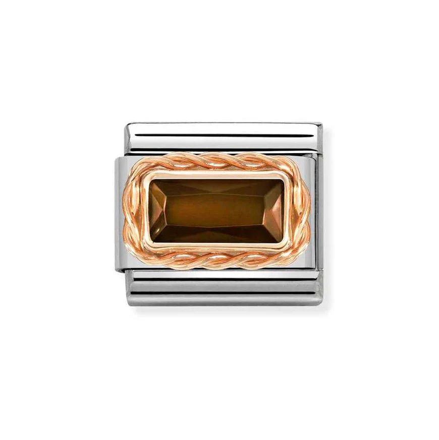 Nomination Rose Gold Classic Smokey Baguette Stone Charm