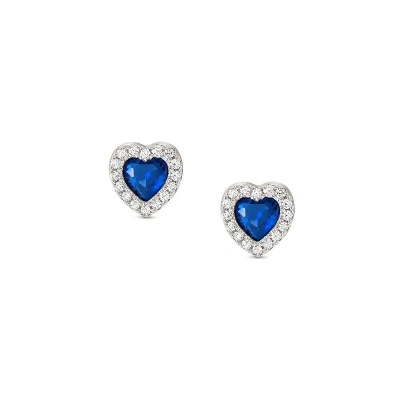 Nomination Silver All My Love Blue Heart Stud Earrings