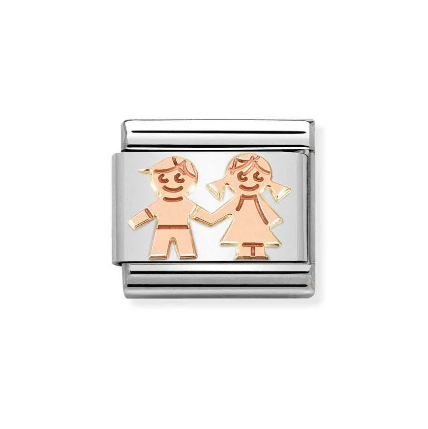Nomination Classic Rose Gold Siblings Holding Hands Charm
