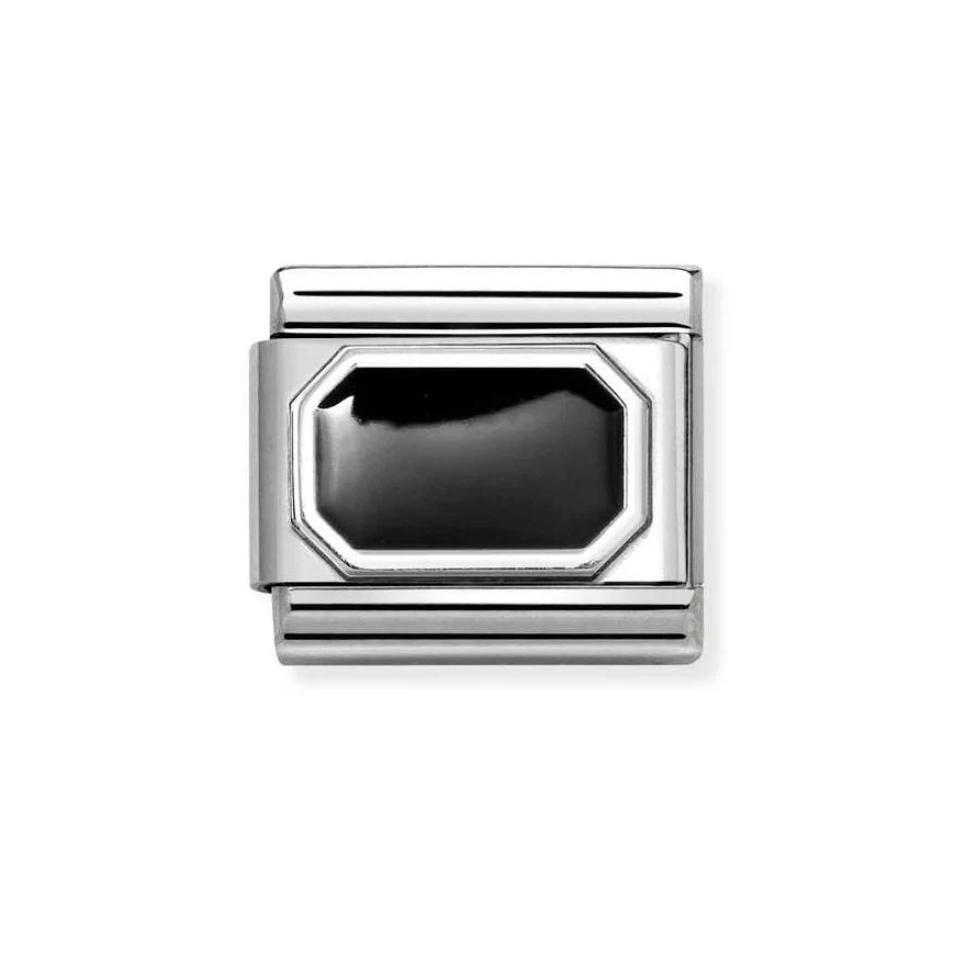 Nomination Silver Classic Black Enamel Rectangle Charm