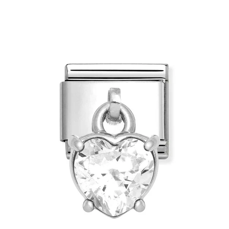 Nomination Classic Silver Dangle CZ Heart Charm