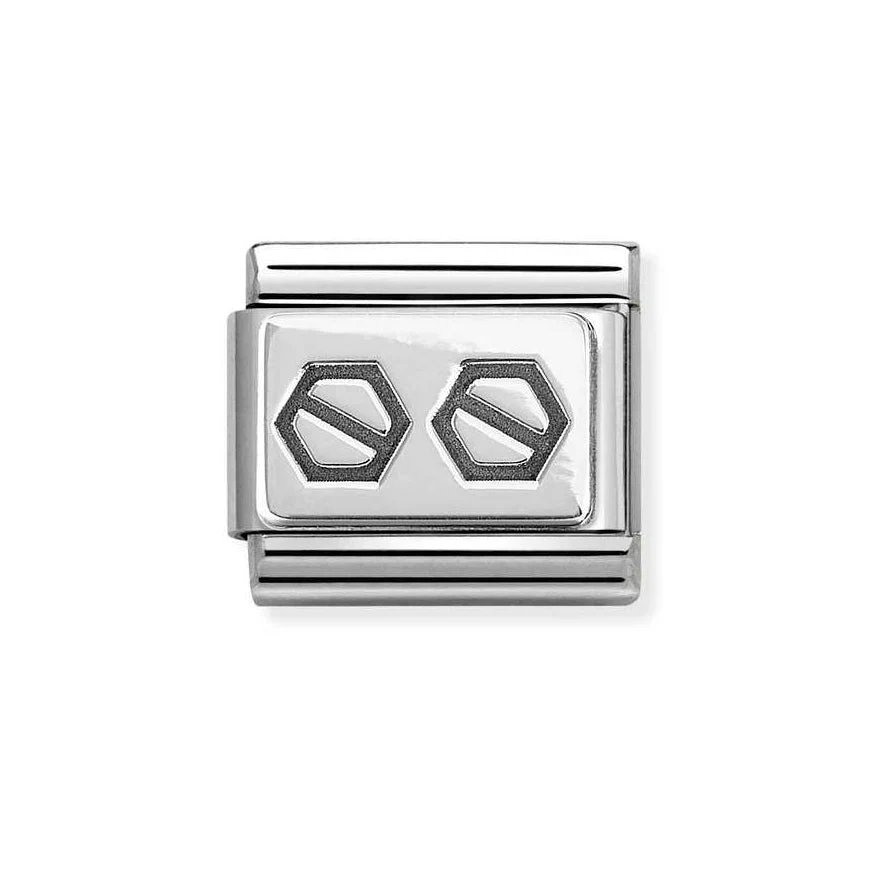 Nomination Classic Silver Double Hexagon Screw Charm