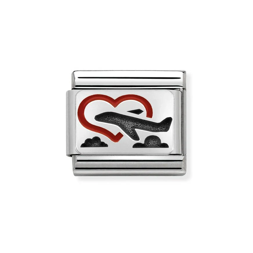 Nomination Silver Classic Heart With Plane Charm