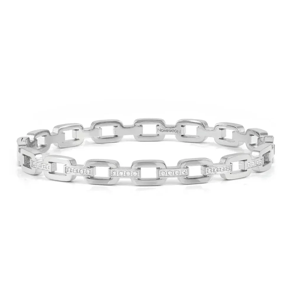 Nomination Silver Pretty CZ Rigid Chain Bangle