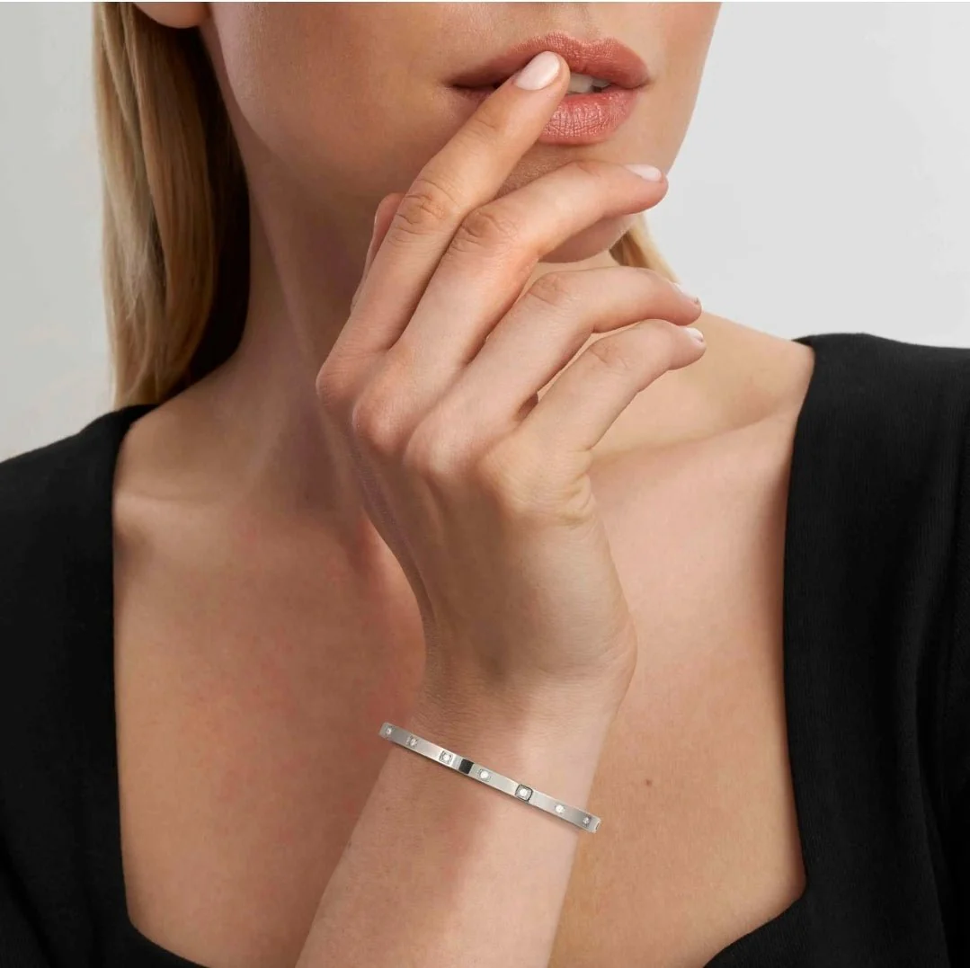 Nomination Silver Pretty Rigid CZ Bangle - Image 2