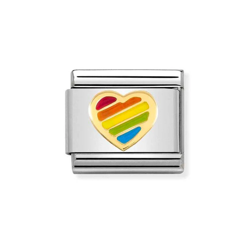 Nomination Classic Gold Rainbow Heart Charm