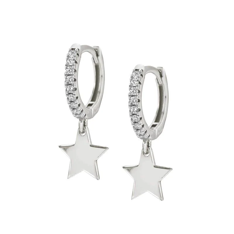 Nomination Silver Star Crystal Huggie Hoop Earrings