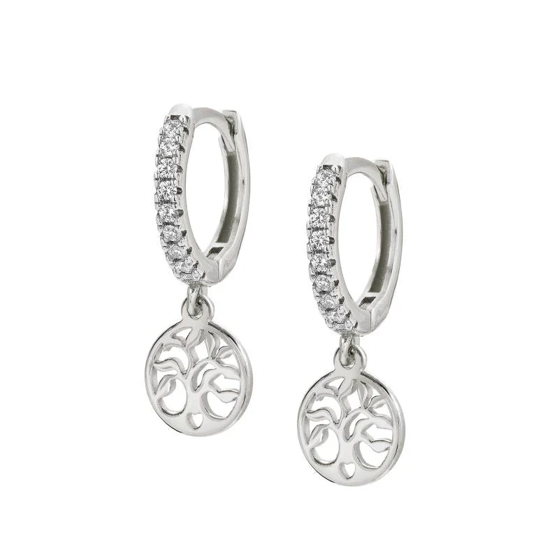 Nomination Silver Tree of Life Crystal Huggie Hoop Earrings