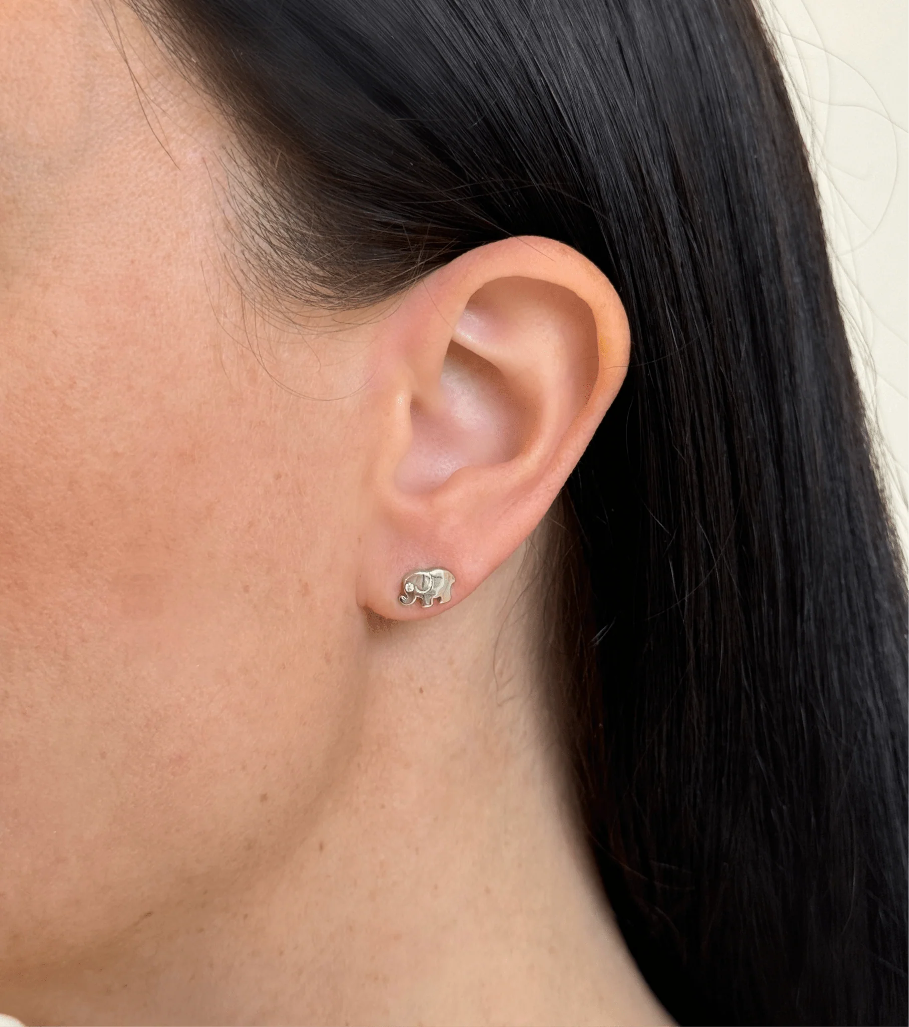 Ola Silver Elephant Stud Earrings - Image 2