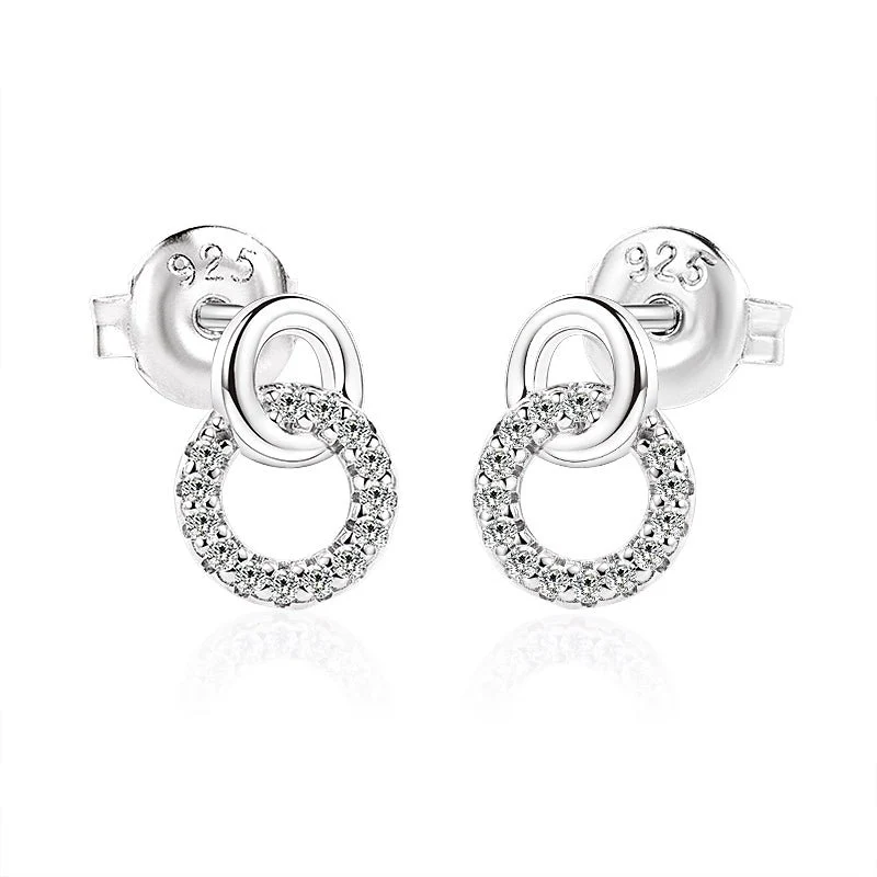 Ola Silver Interlinking Drop Stud Earrings