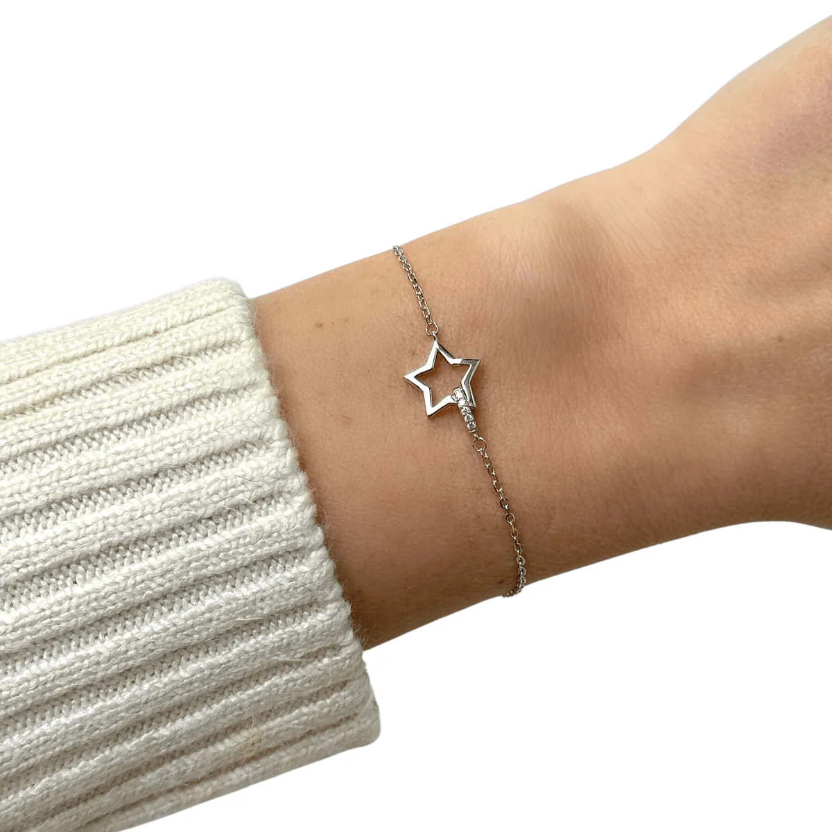 Ola Silver Interlocking Star Bracelet - Image 2