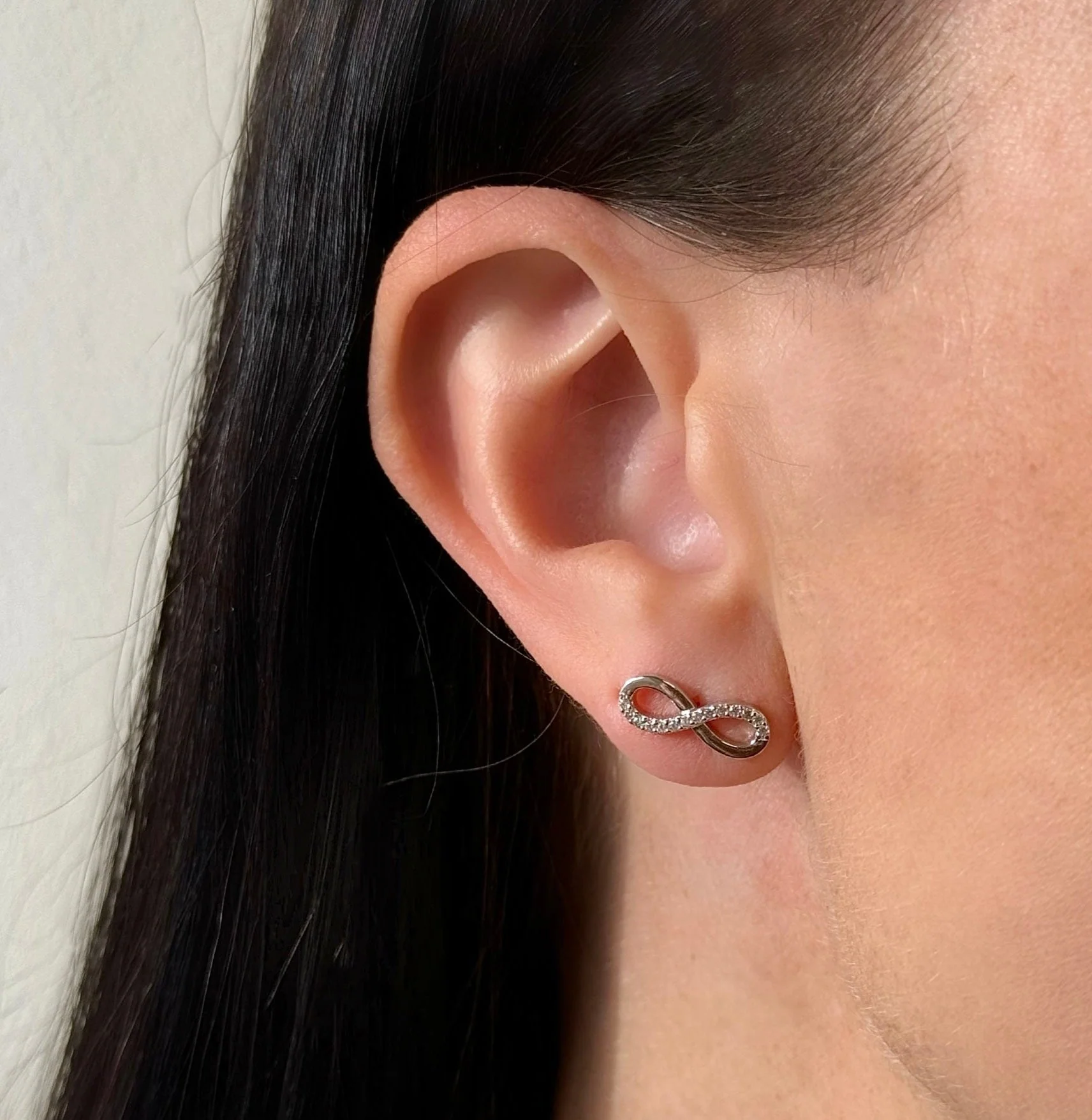 Ola Silver Sparkling Infinity Stud Earrings