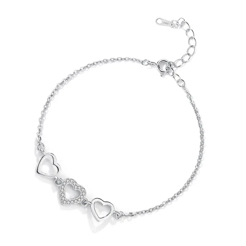 Ola Silver Triple Heart Bracelet