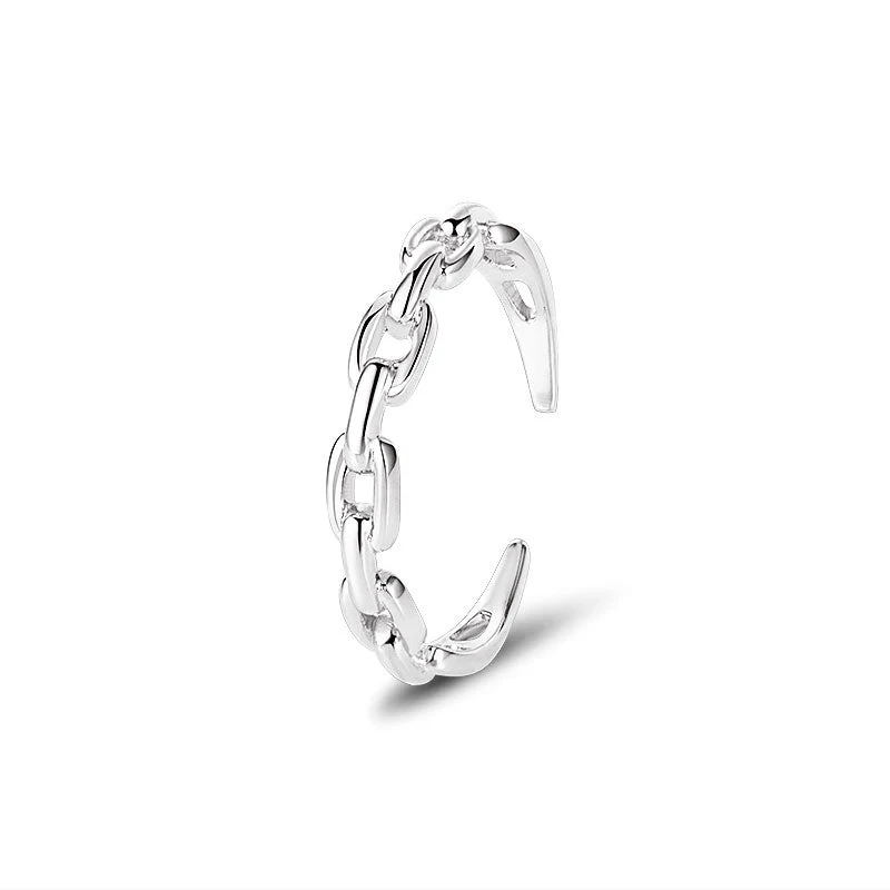 Ola Silver Chain Link Adjustable Ring