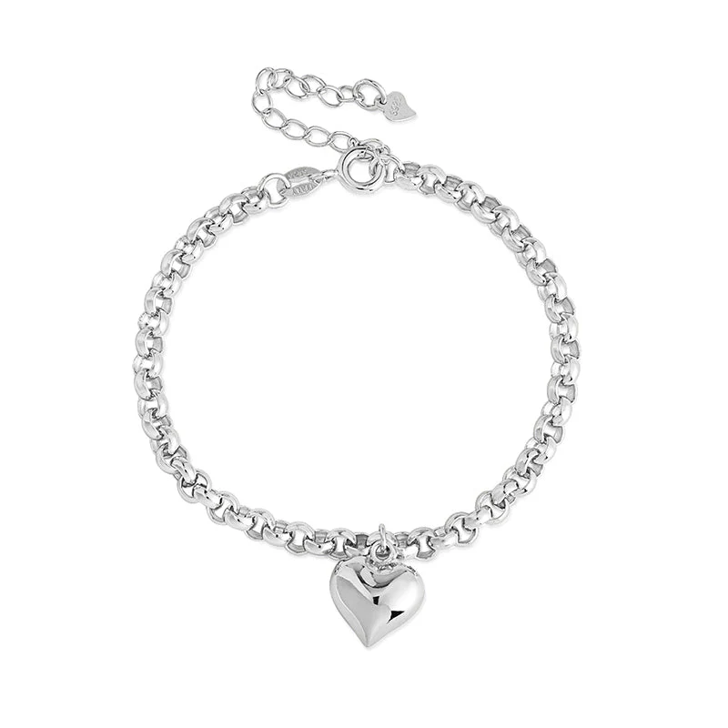 Ola Silver Heart Drop Bracelet