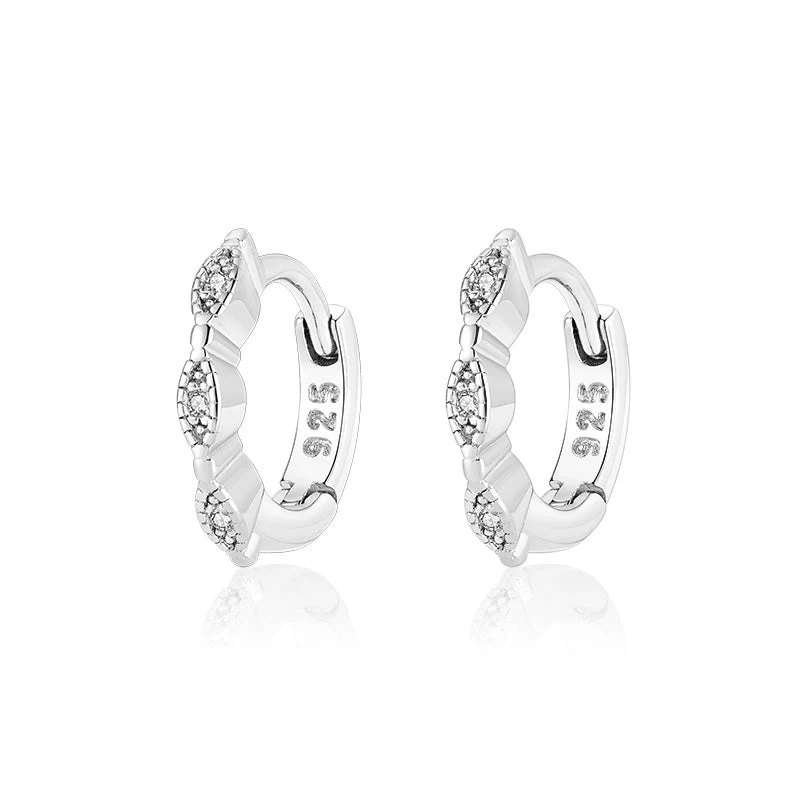 Ola Silver Triple Stone Huggies