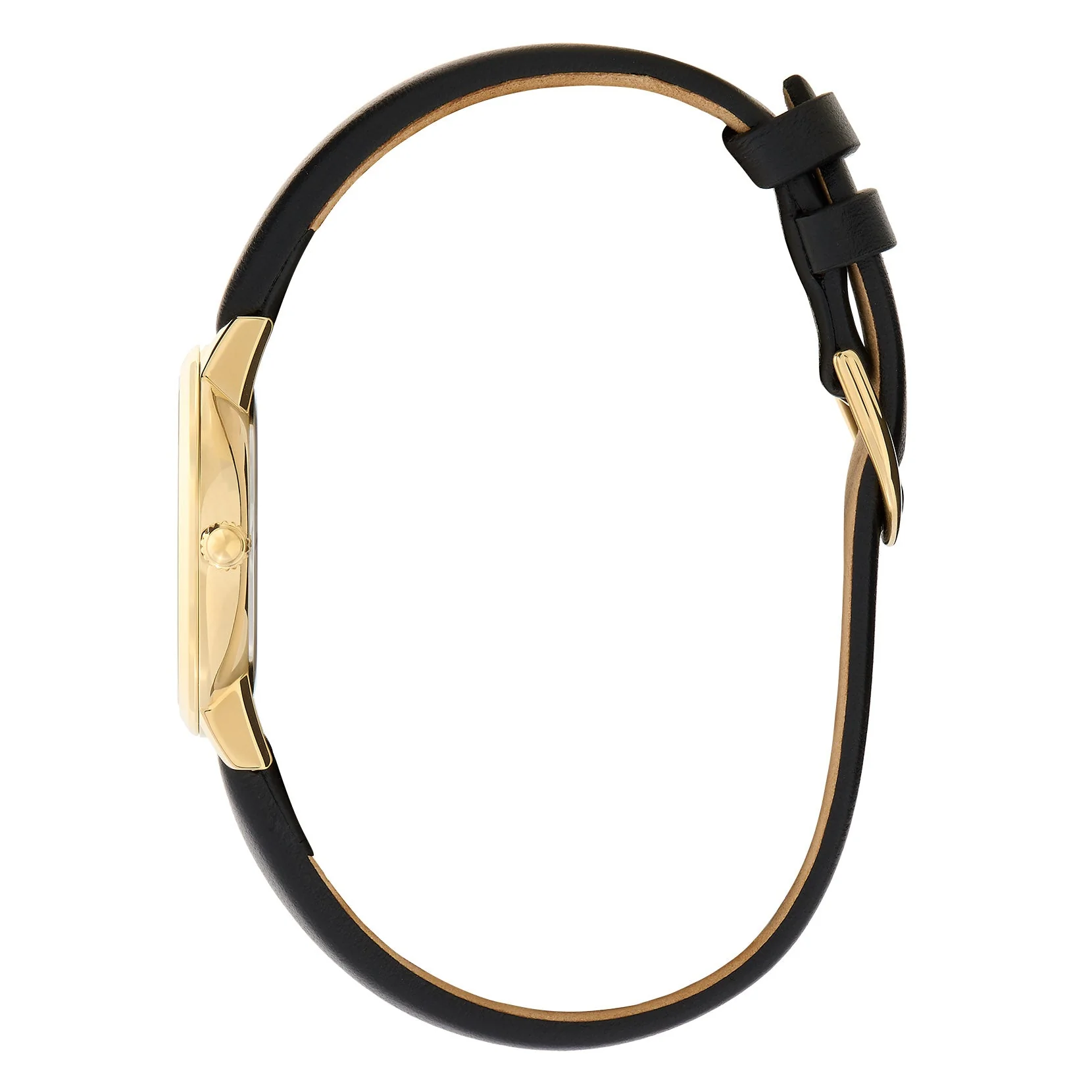 Olivia Burton Gold Ultra Slim Bee Black Leather Watch - Image 4