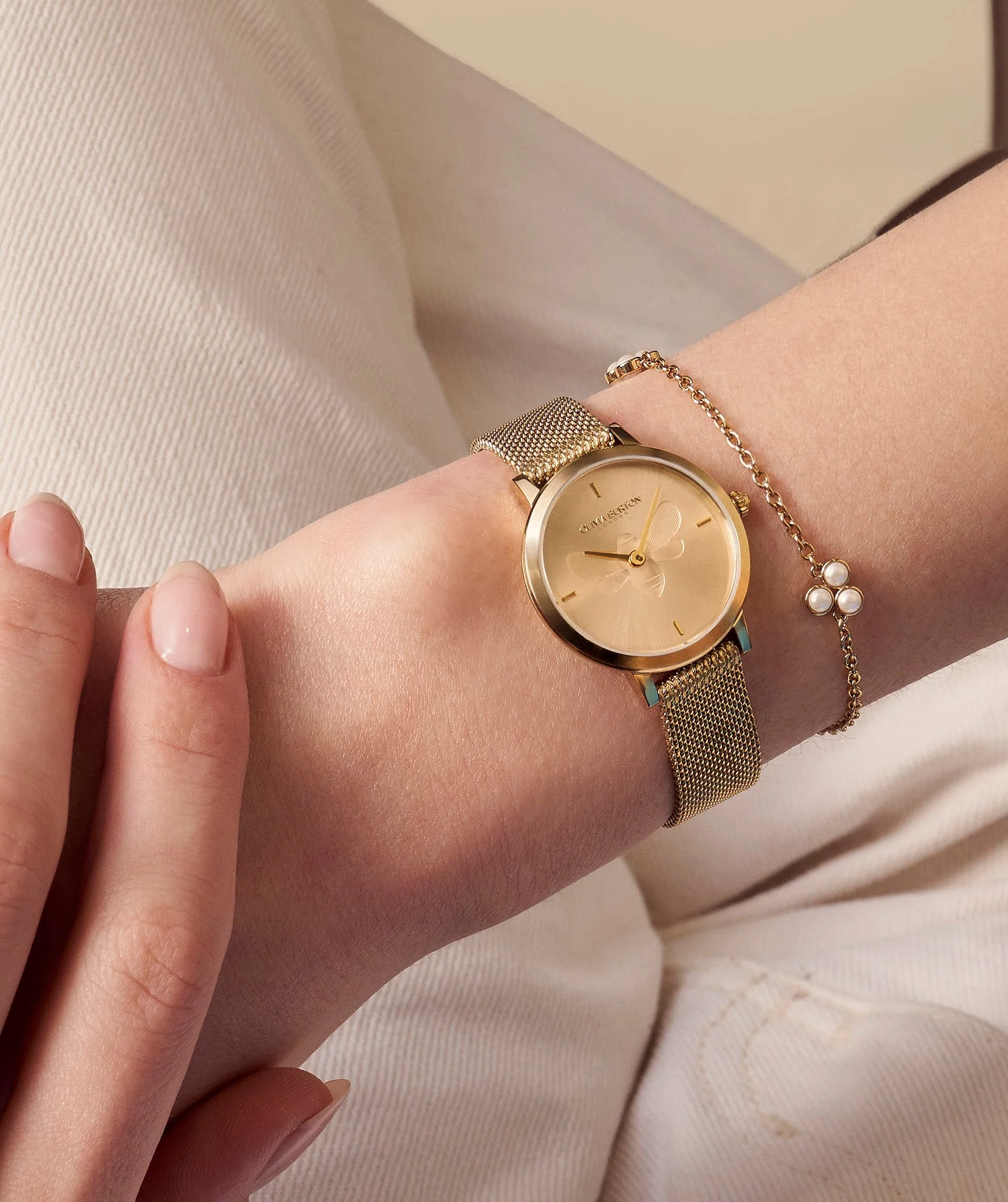 Olivia Burton Gold Ultra Slim Bee Watch - Image 2