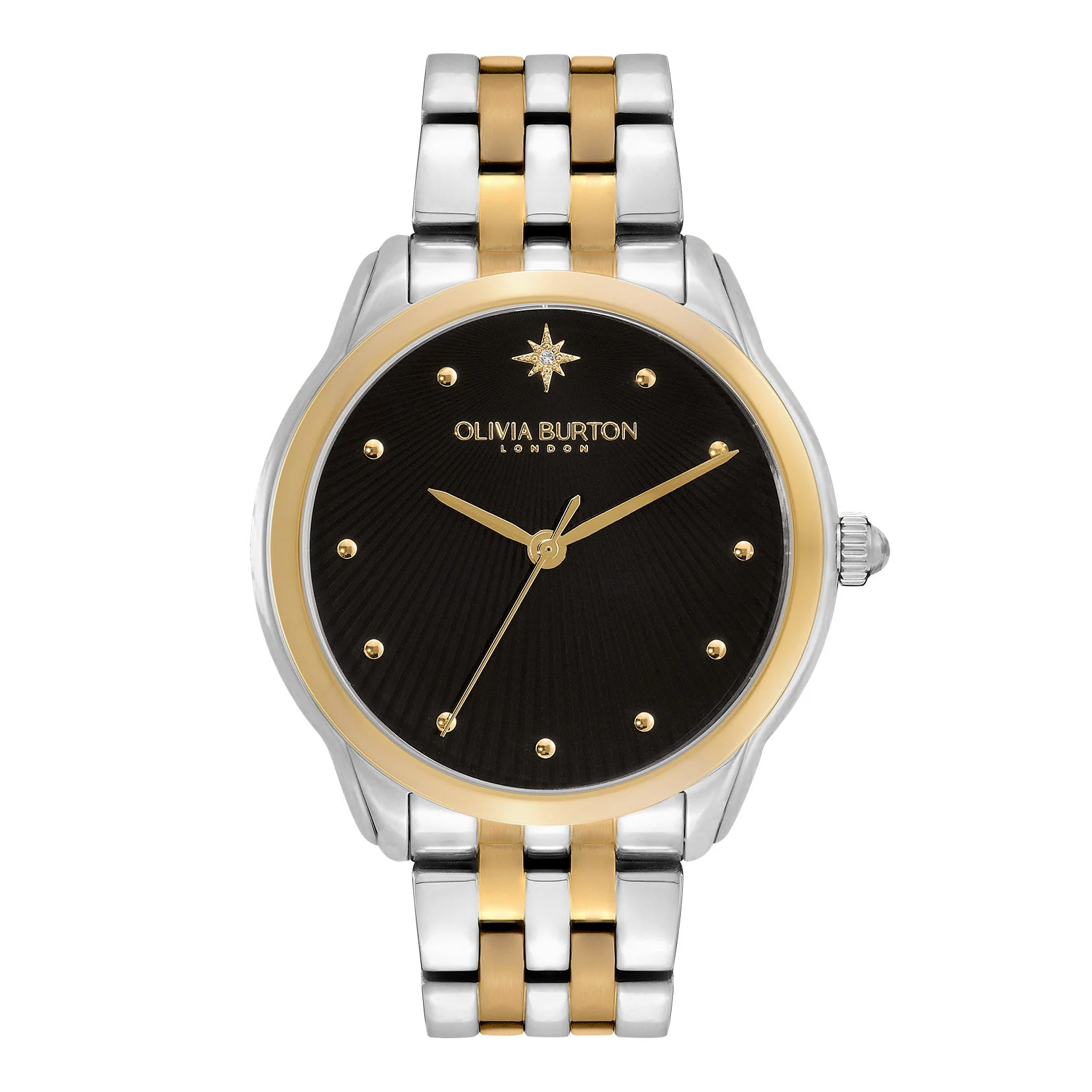 Olivia Burton Silver & Gold Starlight Black Dial Watch