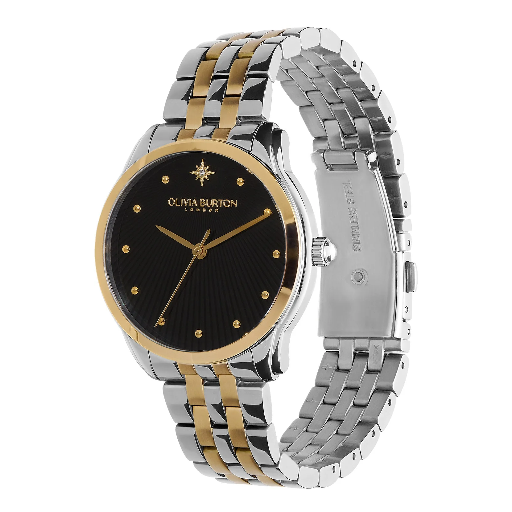 Olivia Burton Silver & Gold Starlight Black Dial Watch - Image 3