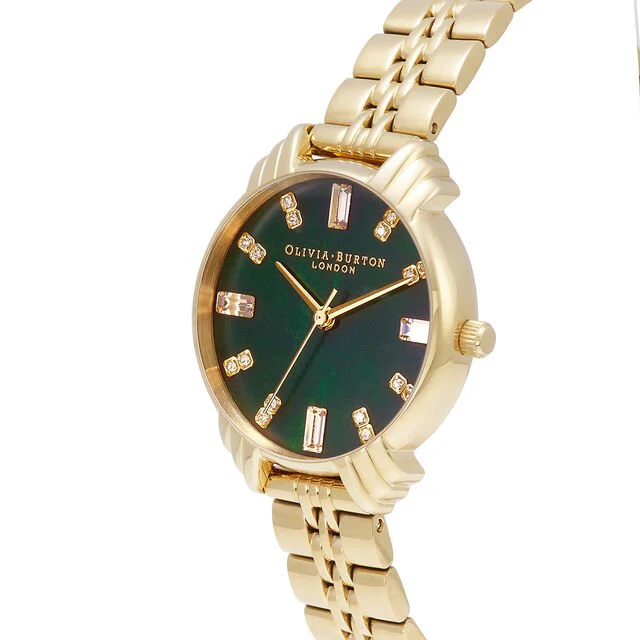 Olivia Burton Gold Art Deco Midi Dial Green Watch - Image 3