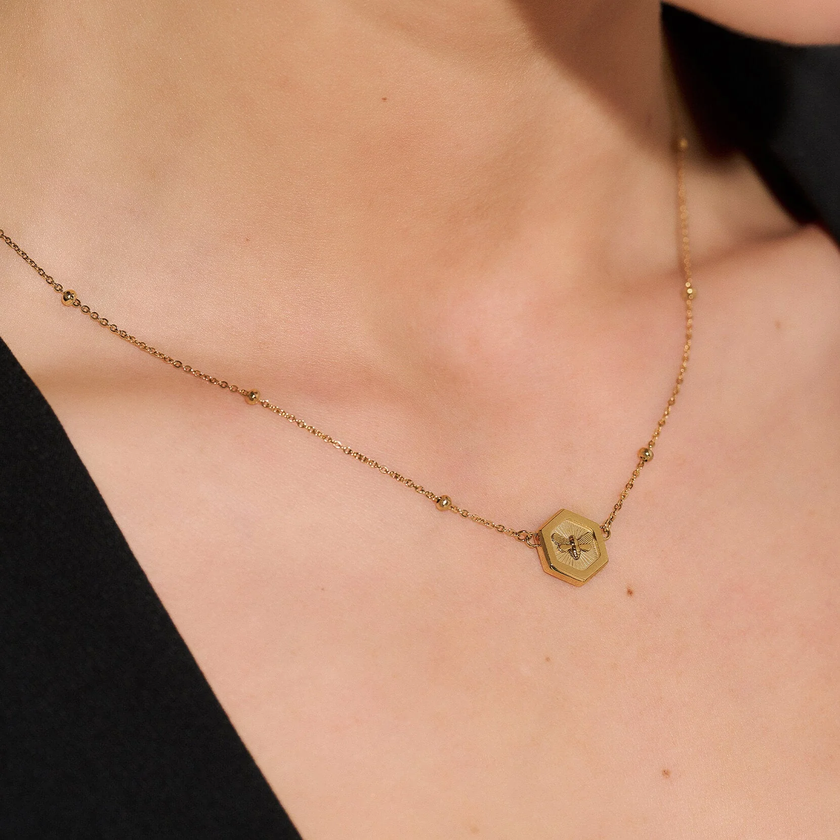 Olivia Burton Gold Minima Bee Pendant Necklace - Image 2