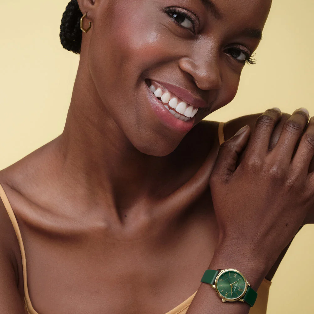 Olivia Burton Gold Westbourne Green Leather Watch - Image 2