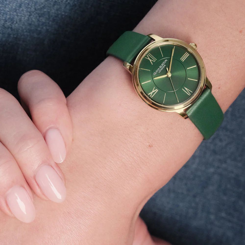 Olivia Burton Gold Westbourne Green Leather Watch - Image 3