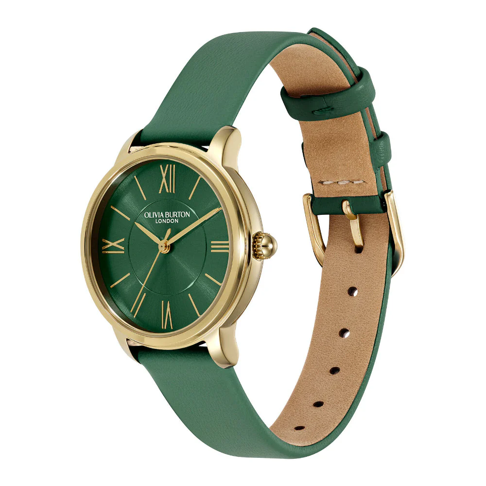 Olivia Burton Gold Westbourne Green Leather Watch - Image 4