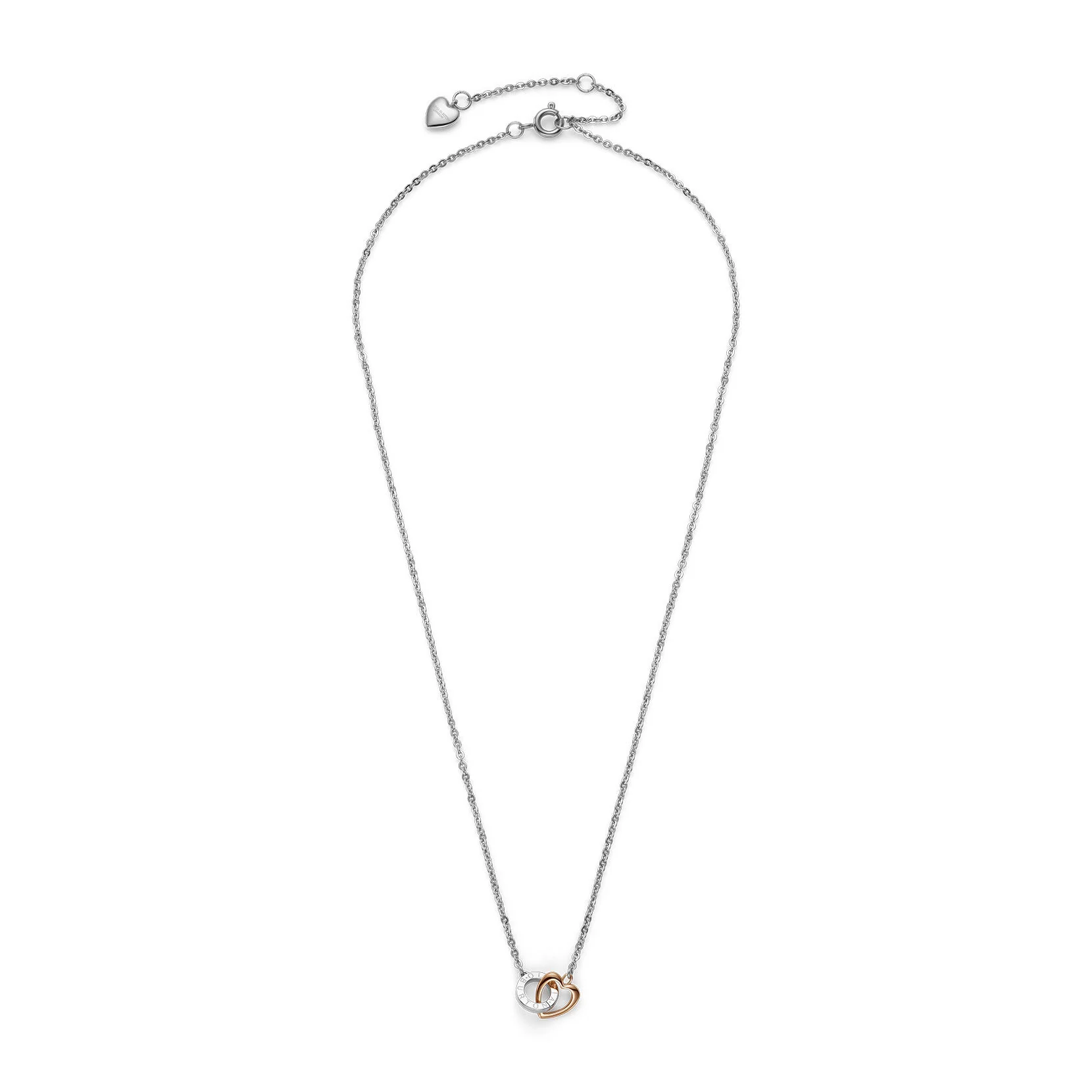 Olivia Burton Kindred Interlink Heart Silver and Rose Gold Necklace - Image 2